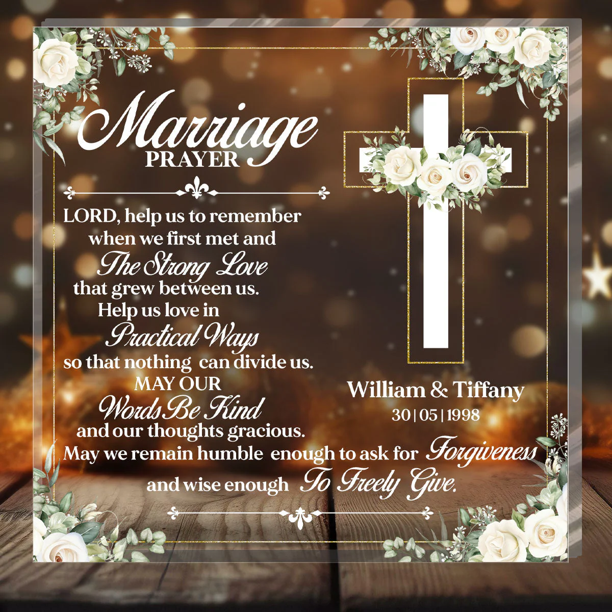 Marriage Prayer String Heart - Personalized Custom Shaped Squared Acrylic Plaque - Gift For Couple HL128 - Image 4