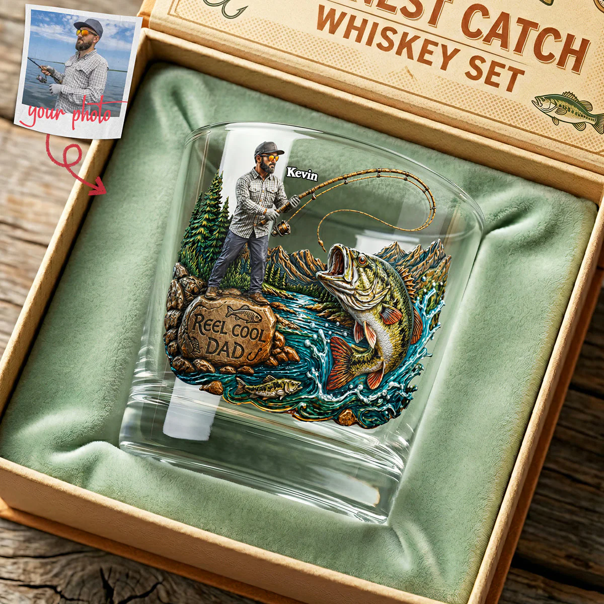 Marvelous Fishing Dad - Personalized Whiskey Glass - Gift For Dad, Fishing Lover - Image 3
