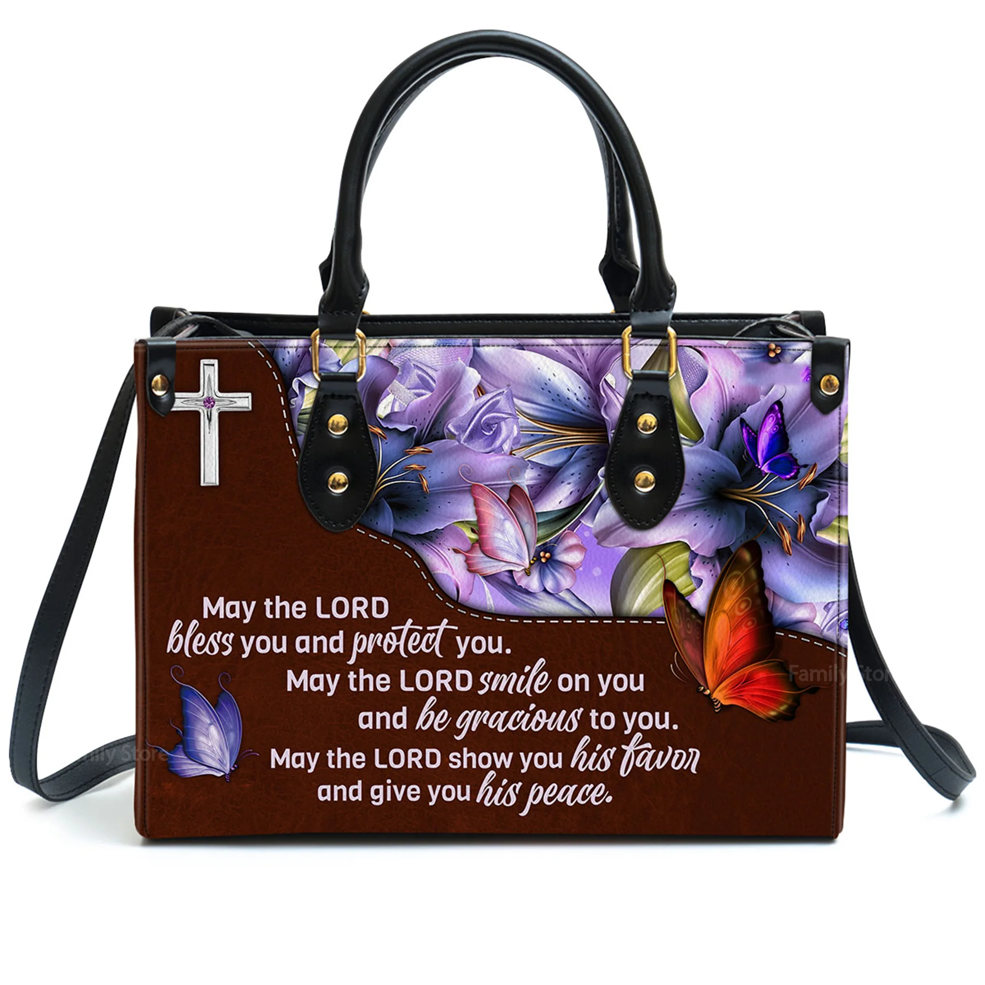May The Lord Bless You And Protect You - Awesome Personalized Leather Handbag - AT4081339 - Image 2