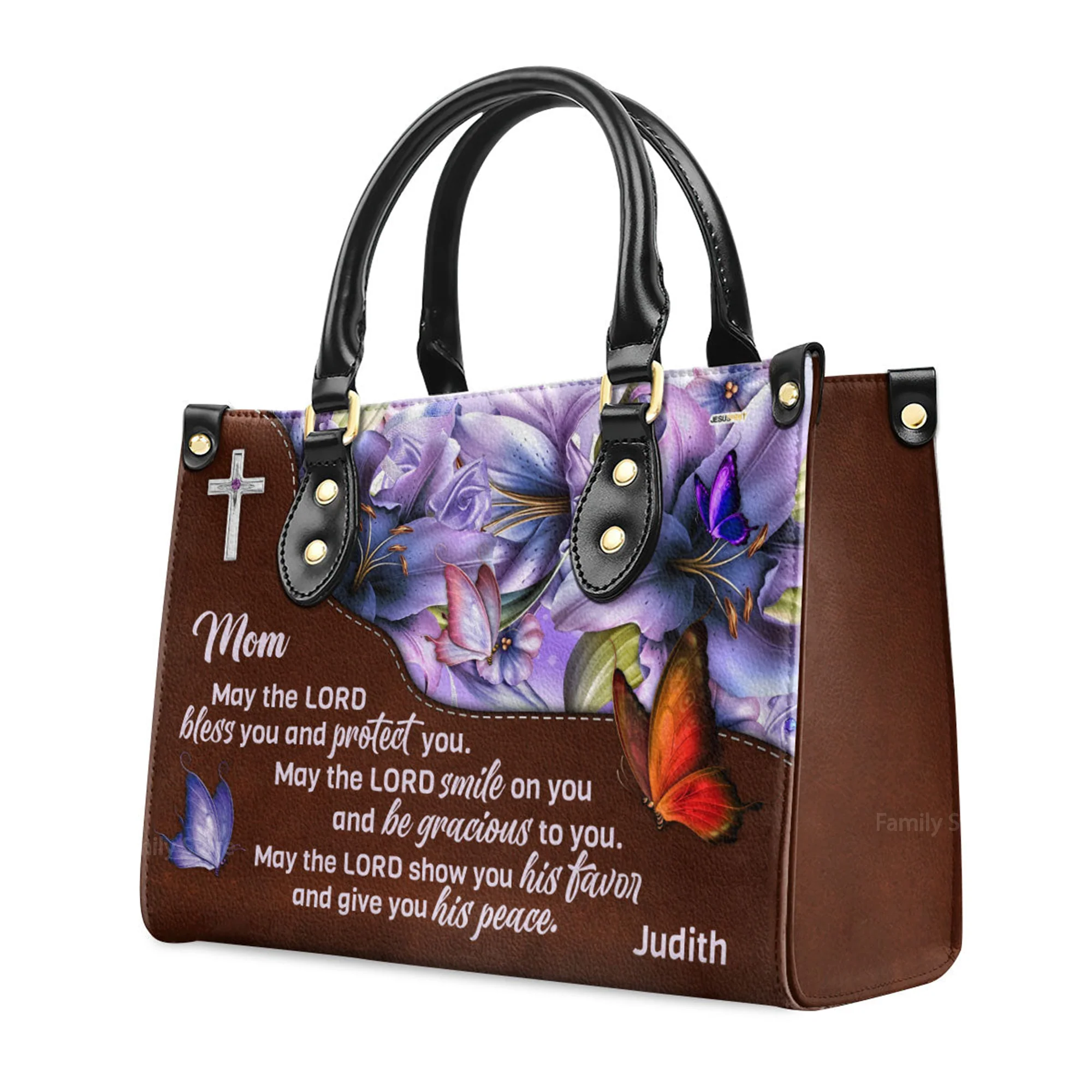 May The Lord Bless You And Protect You - Awesome Personalized Leather Handbag - AT4081339 - Image 3