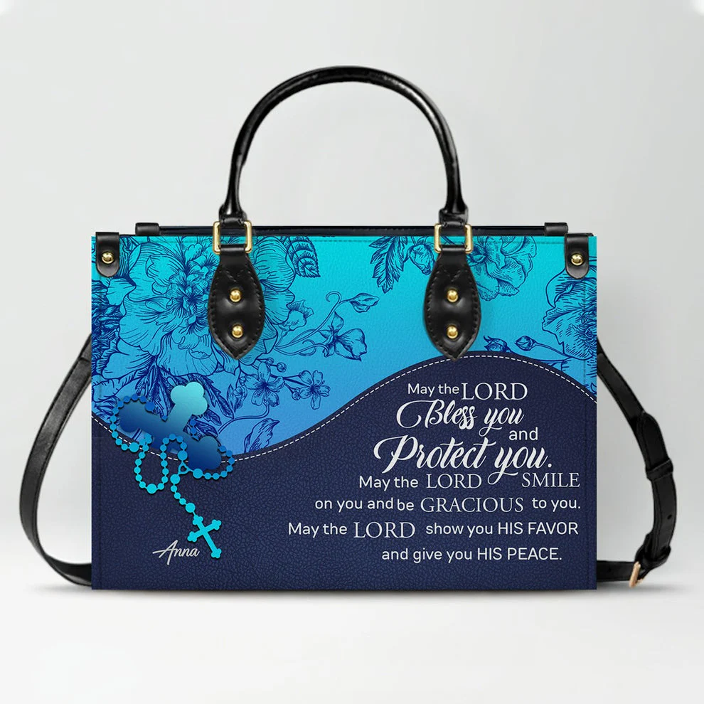 May the Lord Bless You - Personalized Leather Handbag - Gift For Her HL128