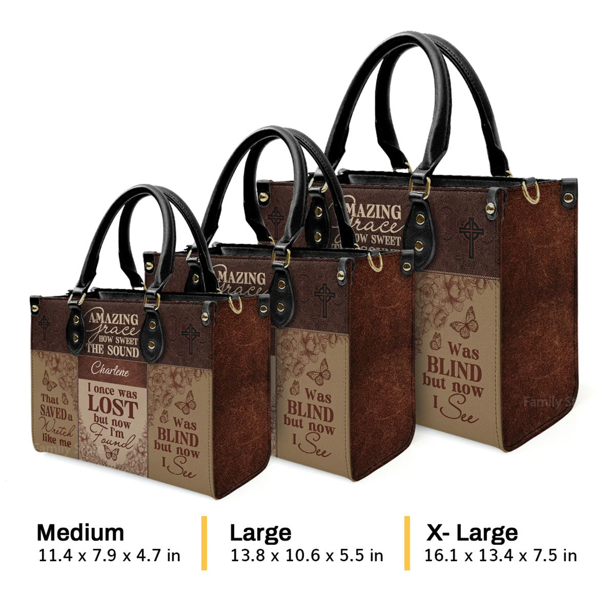 Amazing Grace - Thoughtful Gift For Christians - Personalized Leather Handbag With Handle - AT4080945 - Image 4
