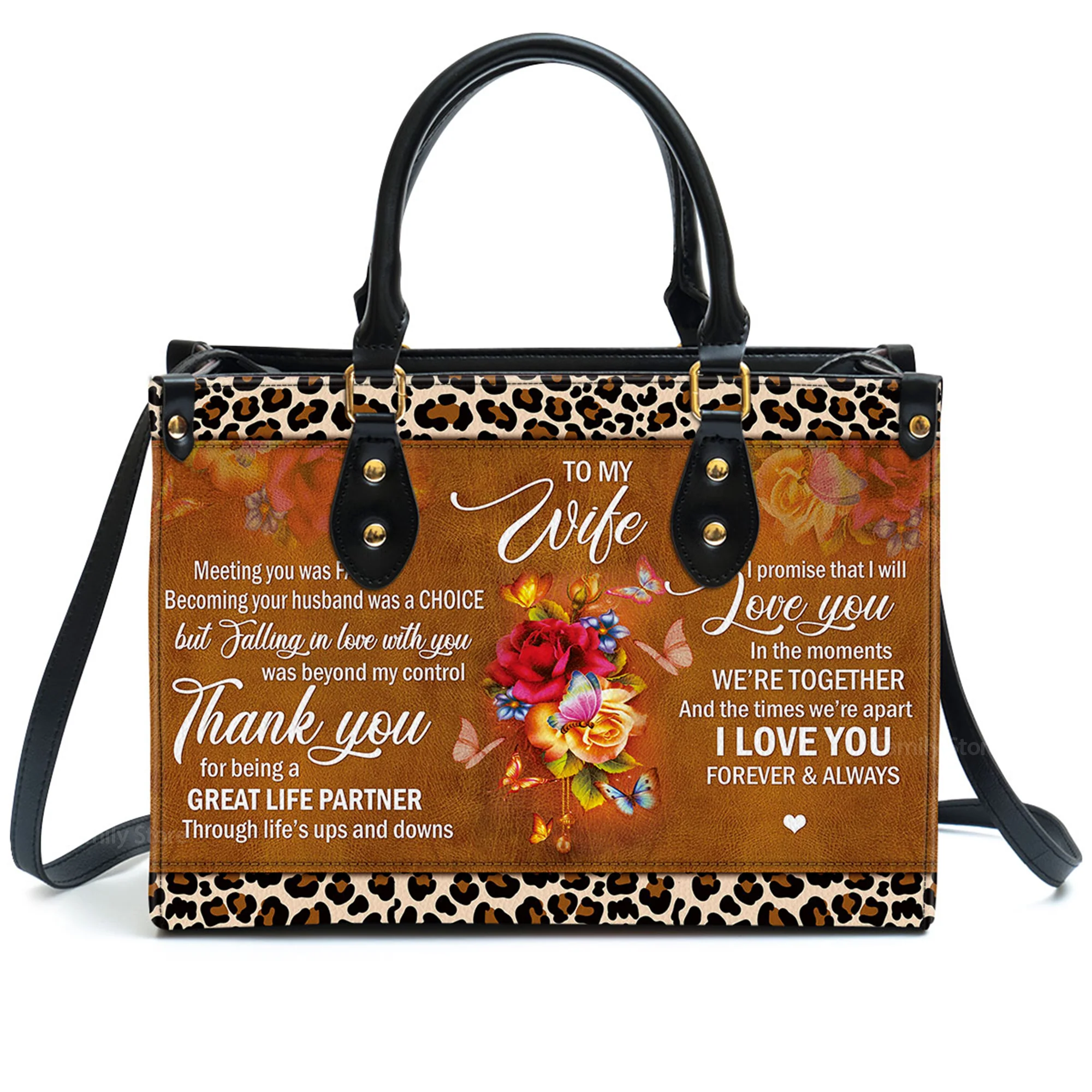Meeting You Was Fate Sweet Flower - Scripture Gifts For Women Of God - Personalized Leather Handbag With Handle - AT4081340 - Image 2