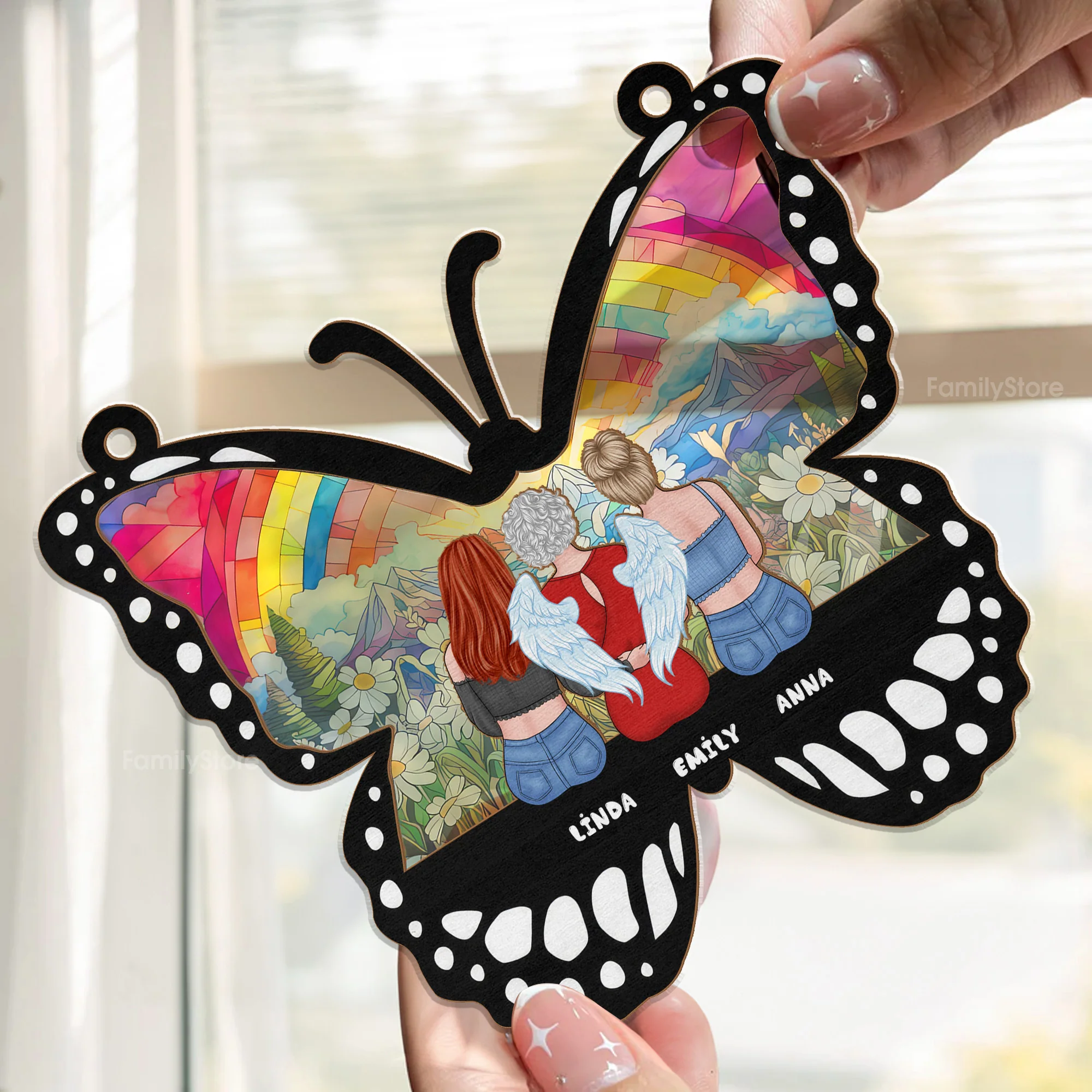Memorial Butterfly Loss Of Loved Ones - Personalized Window Hanging Window Hanging Suncatcher Ornament - Memorial GIft For Family Members | GR24 NA94 - Image 2