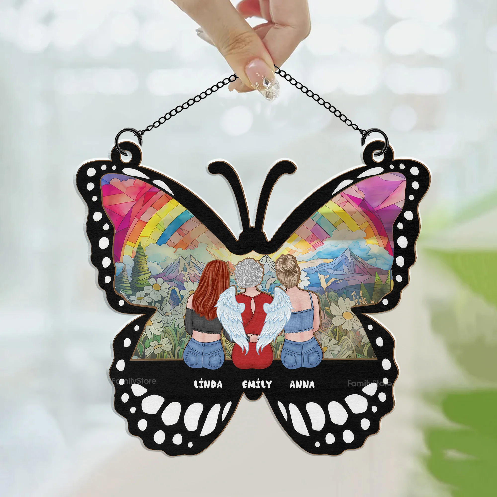 Memorial Butterfly Loss Of Loved Ones - Personalized Window Hanging Window Hanging Suncatcher Ornament - Memorial GIft For Family Members | GR24 NA94 - Image 3