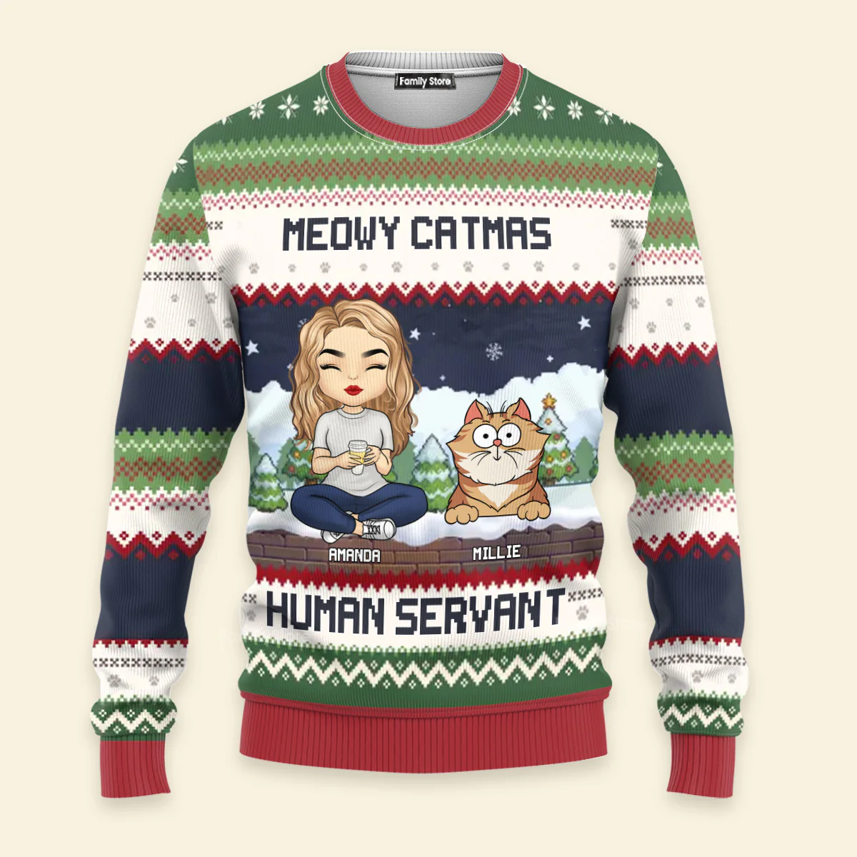 Meowy Catmas The Paw Of Christmas - Gift For Cat Lovers, Pet Lovers, Cat Mom - Personalized Ugly Sweatshirt - CL39 NH96 - Image 2