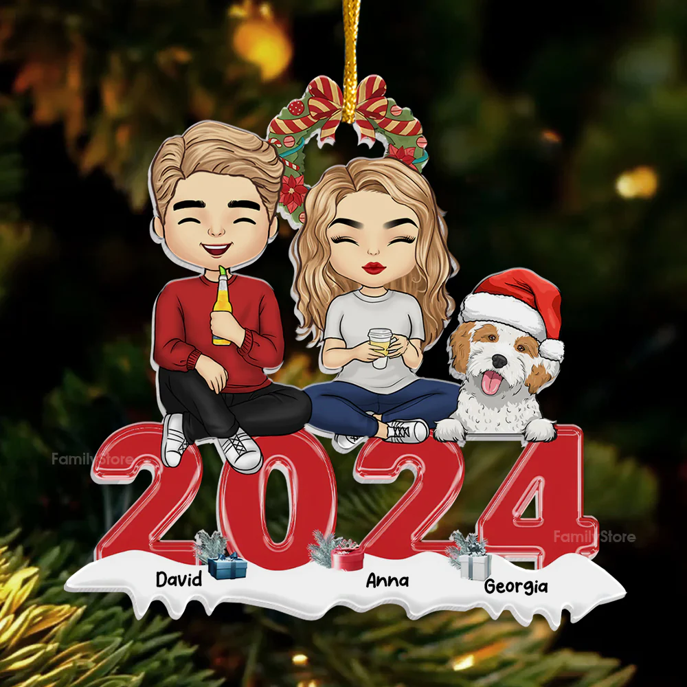 Merry Christmas God Bless Us - Christmas Gift For Family Members - Personalized Acrylic Ornament - CL39 NA94 - Image 2
