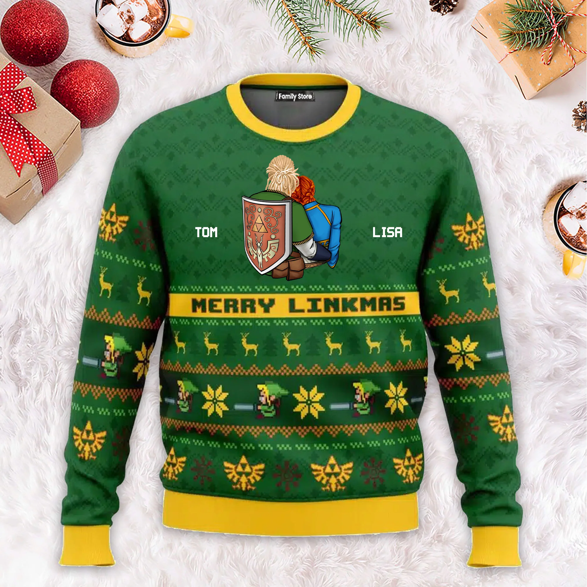 Merry Christmas Linkmas Zelda - Personalized Ugly Sweatshirt - Gift For Couple, Husband Wife, Anniversary CL32 - Image 2