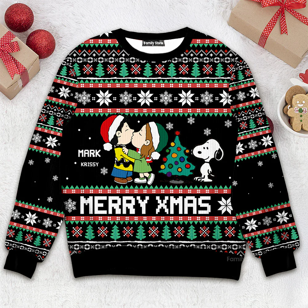 Merry Christmas Peanut - Personalized Ugly Sweatshirt - Gift For Couple, Husband Wife, Anniversary CL45 NH96