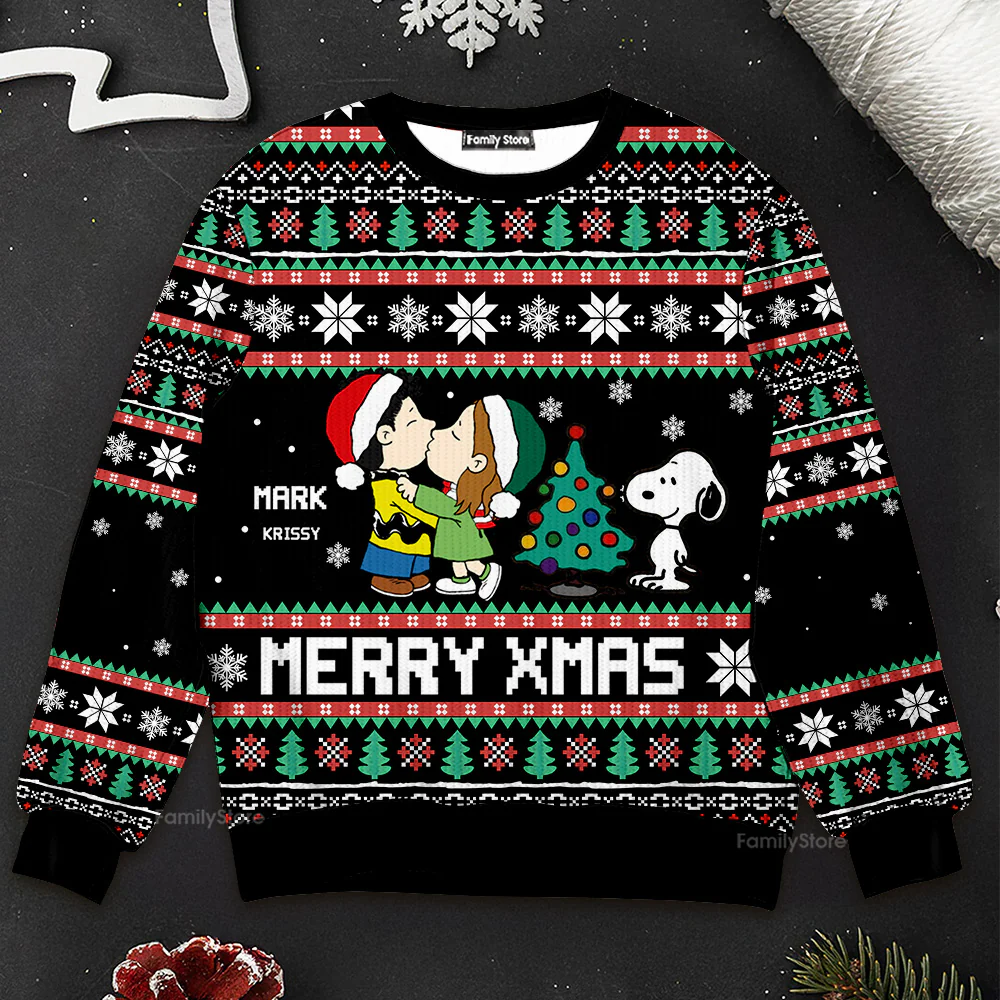 Merry Christmas Peanut - Personalized Ugly Sweatshirt - Gift For Couple, Husband Wife, Anniversary CL45 NH96 - Image 3