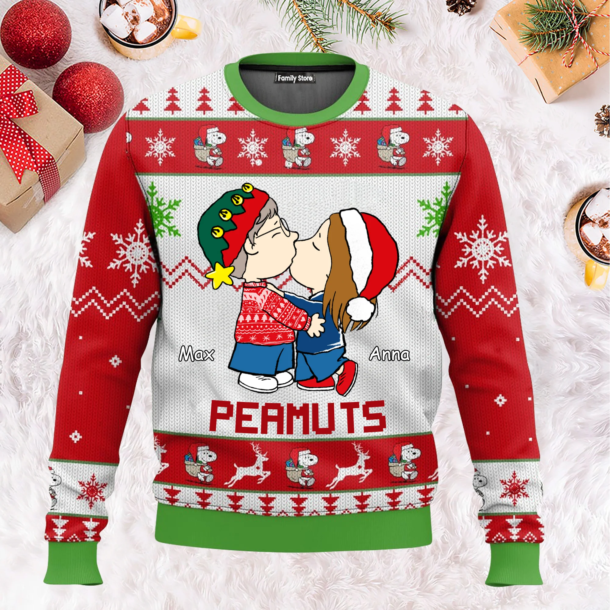 Merry Christmas Peanut - Gift For Couples - Personalized Ugly Sweater - CL45 NH96 - Image 2