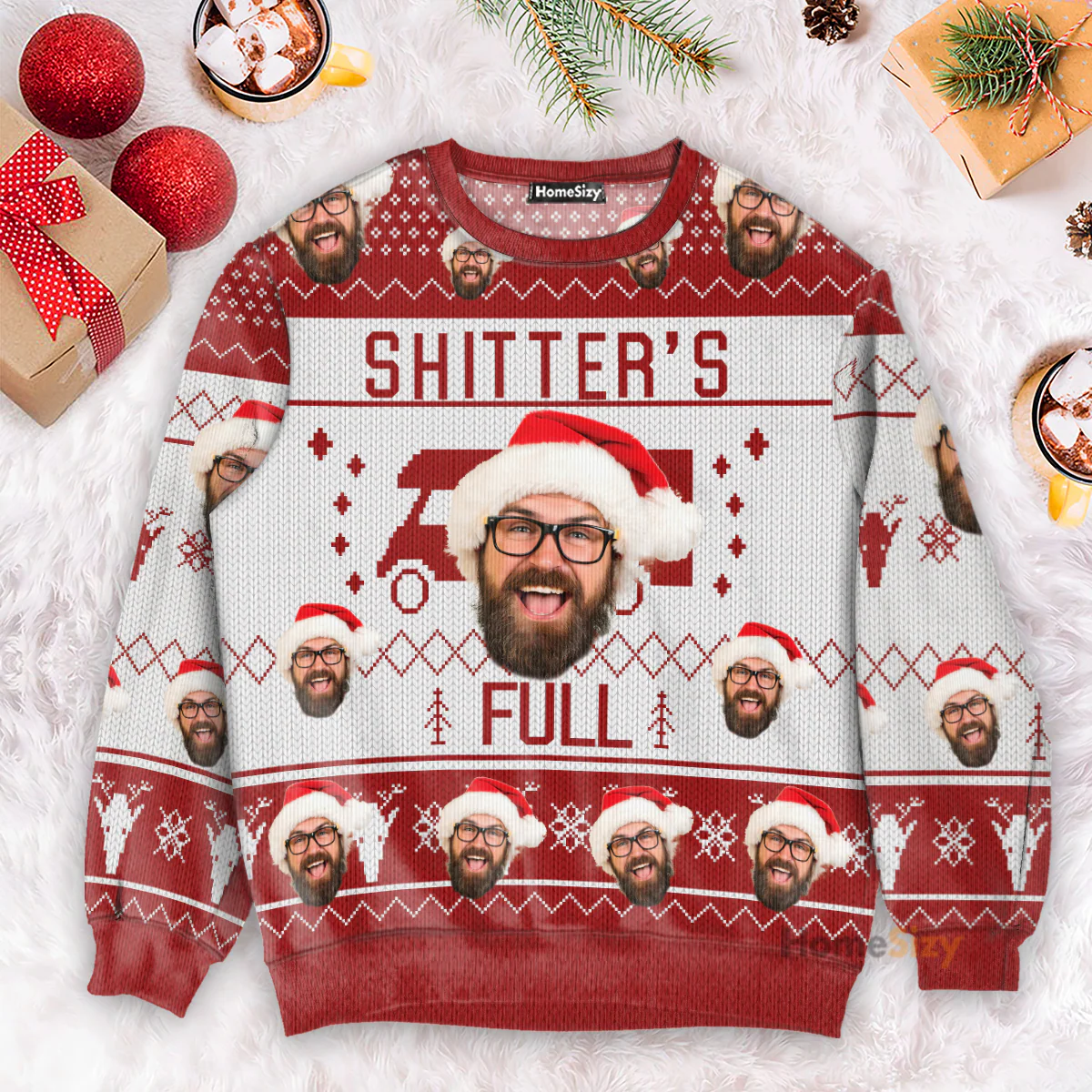 Merry Christmas Sh!*ter's Full - Personalized Photo Ugly Christmas Sweater - Custom Face PT - Image 3