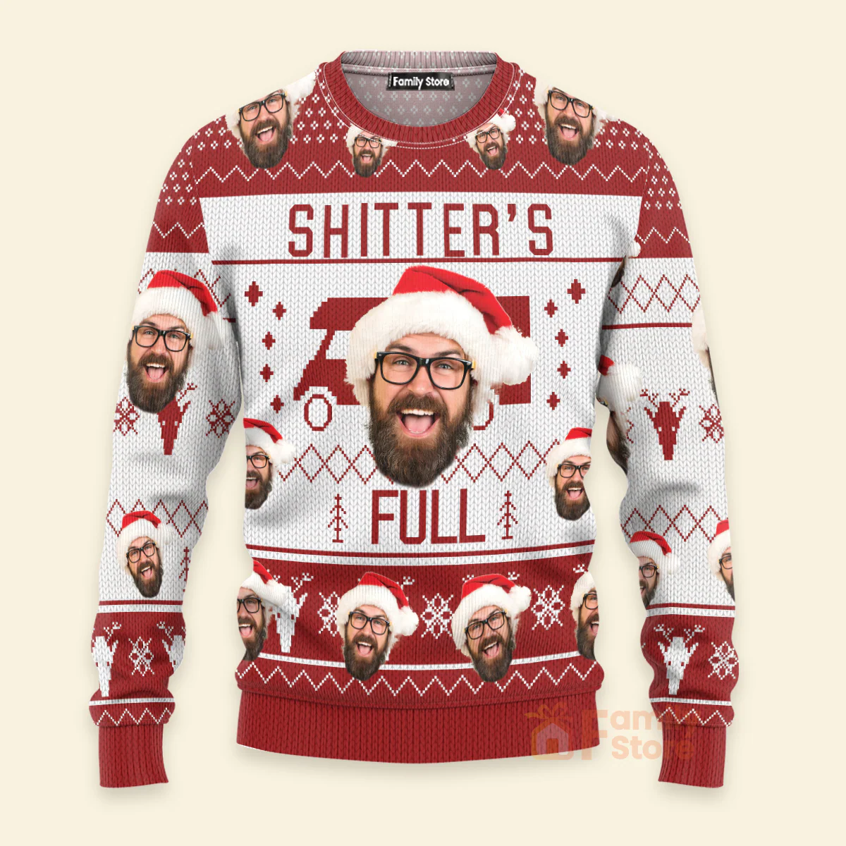 Merry Christmas Sh!*ter's Full - Personalized Photo Ugly Christmas Sweater - Custom Face PT - Image 4