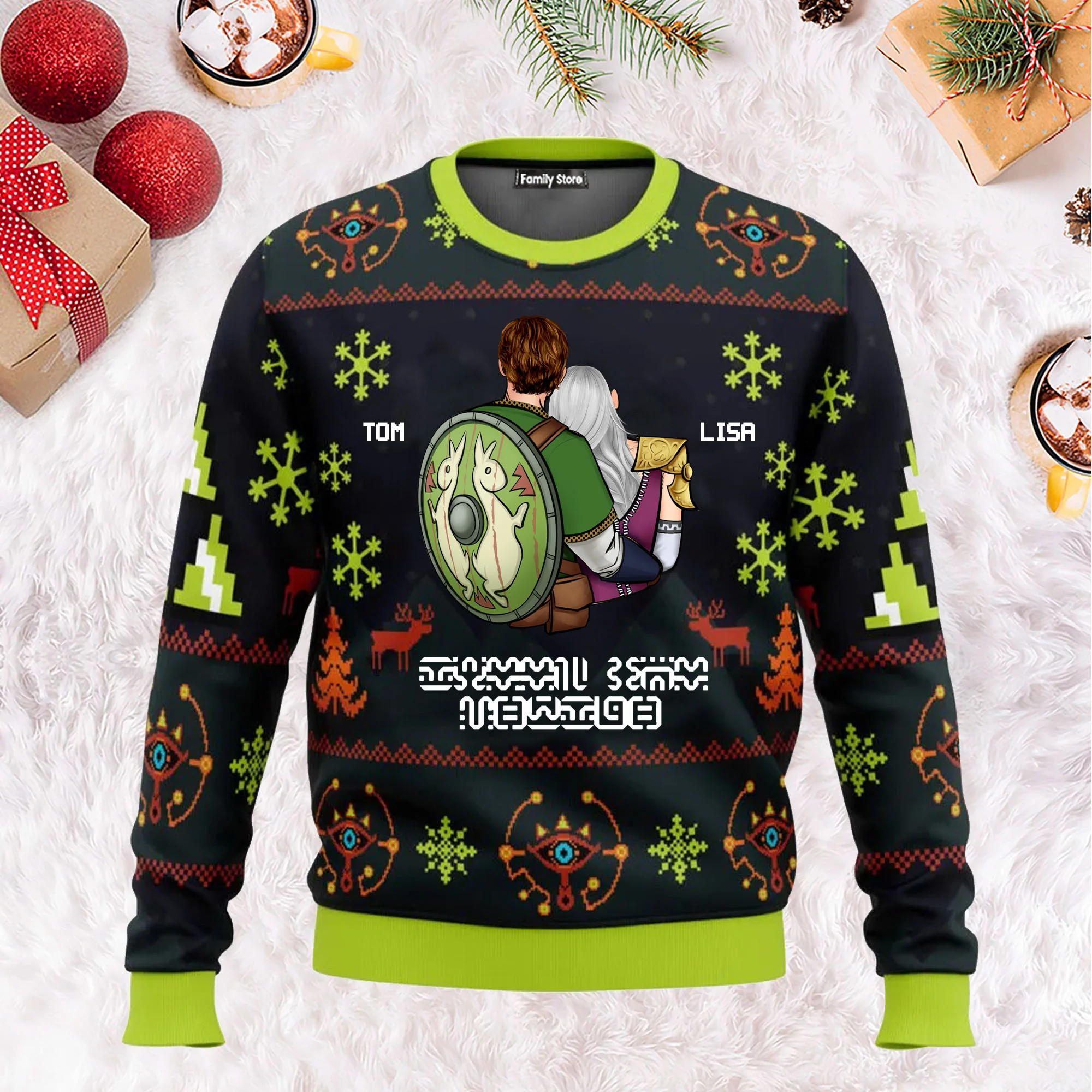 Merry Christmas Sheikah Zelda - Personalized Ugly Sweatshirt - Gift For Couple, Husband Wife, Anniversary CL32 NH96 - Image 2