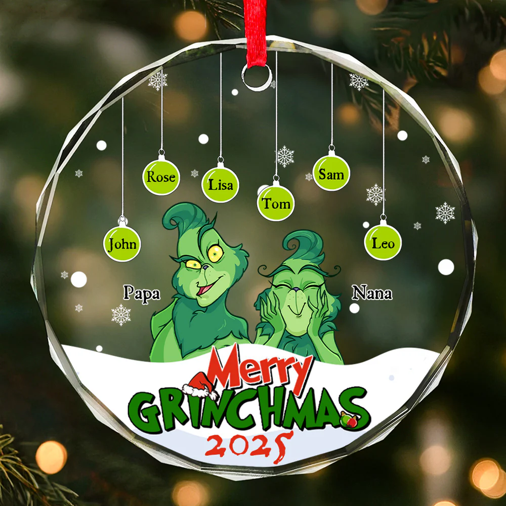 Merry Green Mas We Are Crew - Gift For Family - Personalized Glass Ornament - CL27 NA94