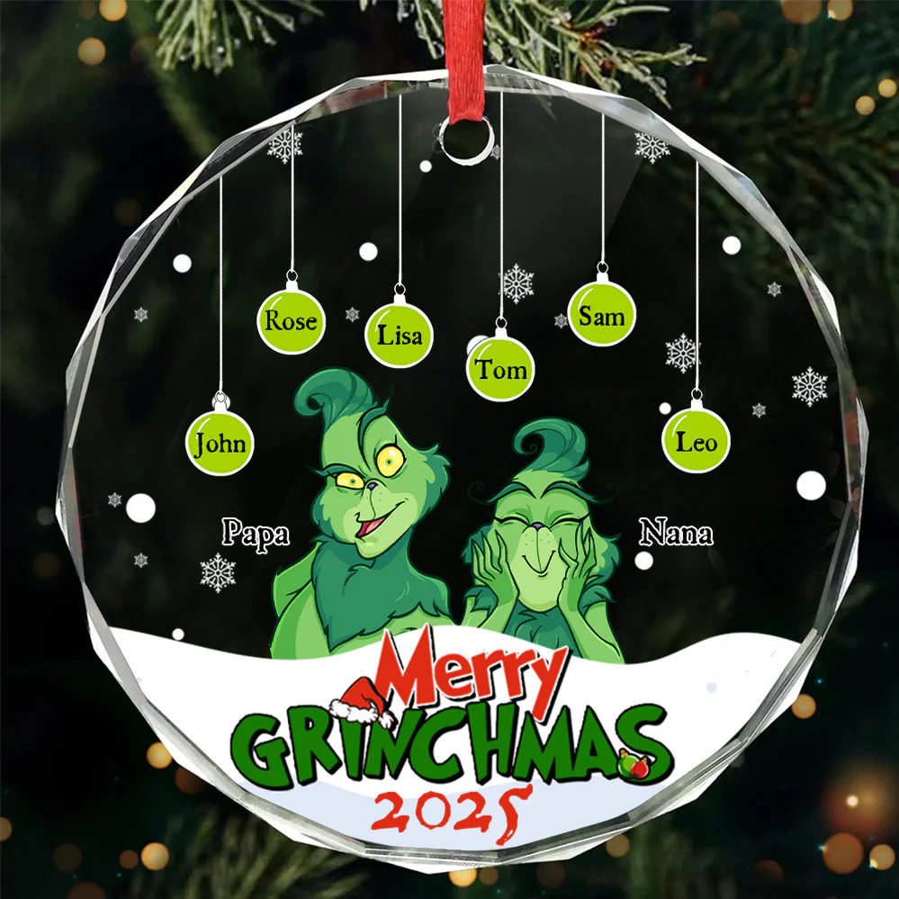 Merry Green Mas We Are Crew - Gift For Family - Personalized Glass Ornament - CL27 NA94 - Image 3