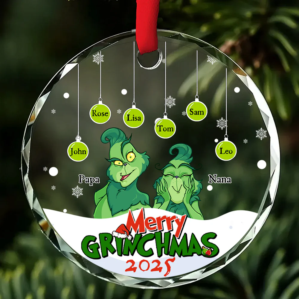 Merry Green Mas We Are Crew - Gift For Family - Personalized Glass Ornament - CL27 NA94 - Image 4