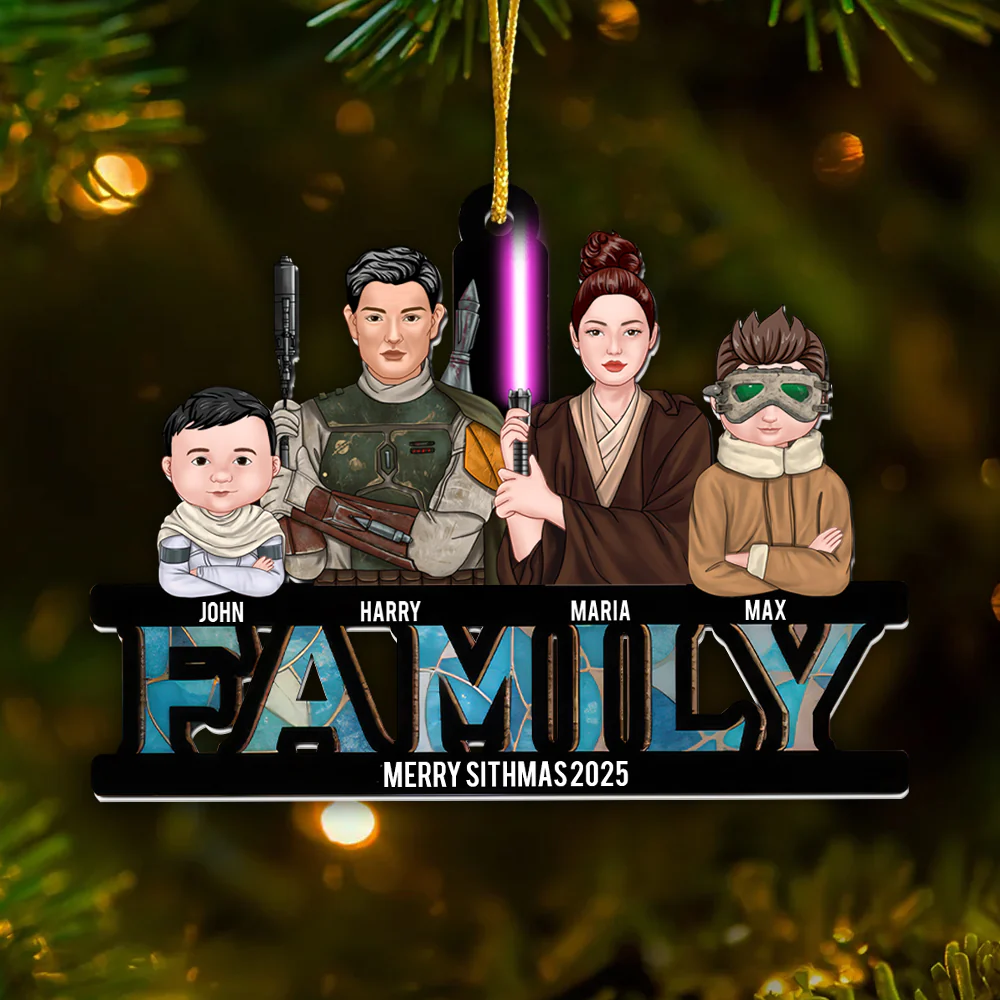 Merry Sithmas 2025 We Are A Family From The Galaxy Stwa - Christmas Gift For Family Members - Personalized Acrylic Ornament - CL46 NA94