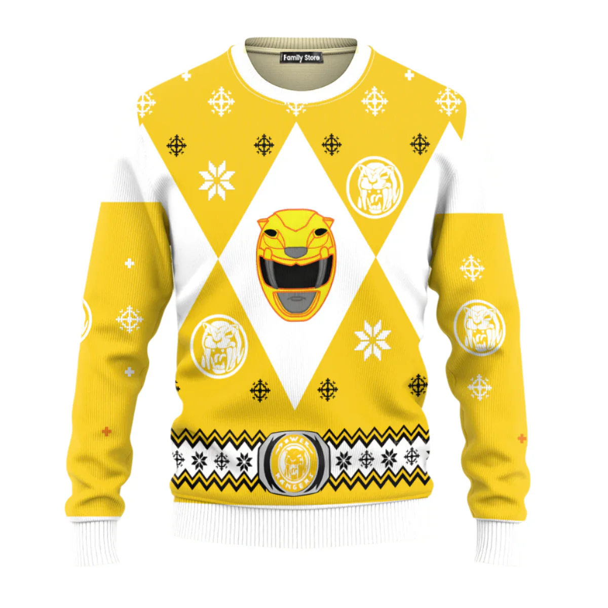 Mighty Morphin Power Rangers Yellow - Costume Cosplay Ugly Christmas Sweater
