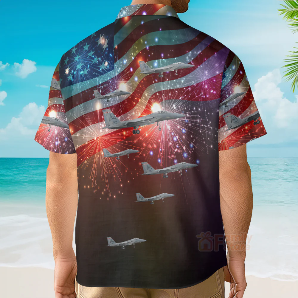Missouri Air National Guard F-15 Eagle, 4Th Of July Hawaiian Shirt - Image 4