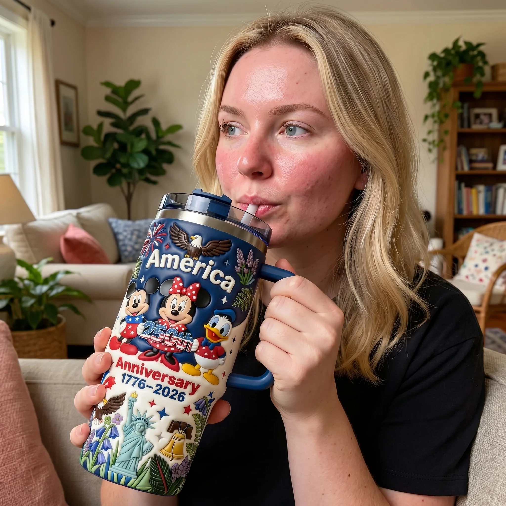 MkMo Celebrate 250 Years Of America Freedom - Personalized Tumbler With Handle - Gift For Patriots, Movie Fans NL122 - Image 4