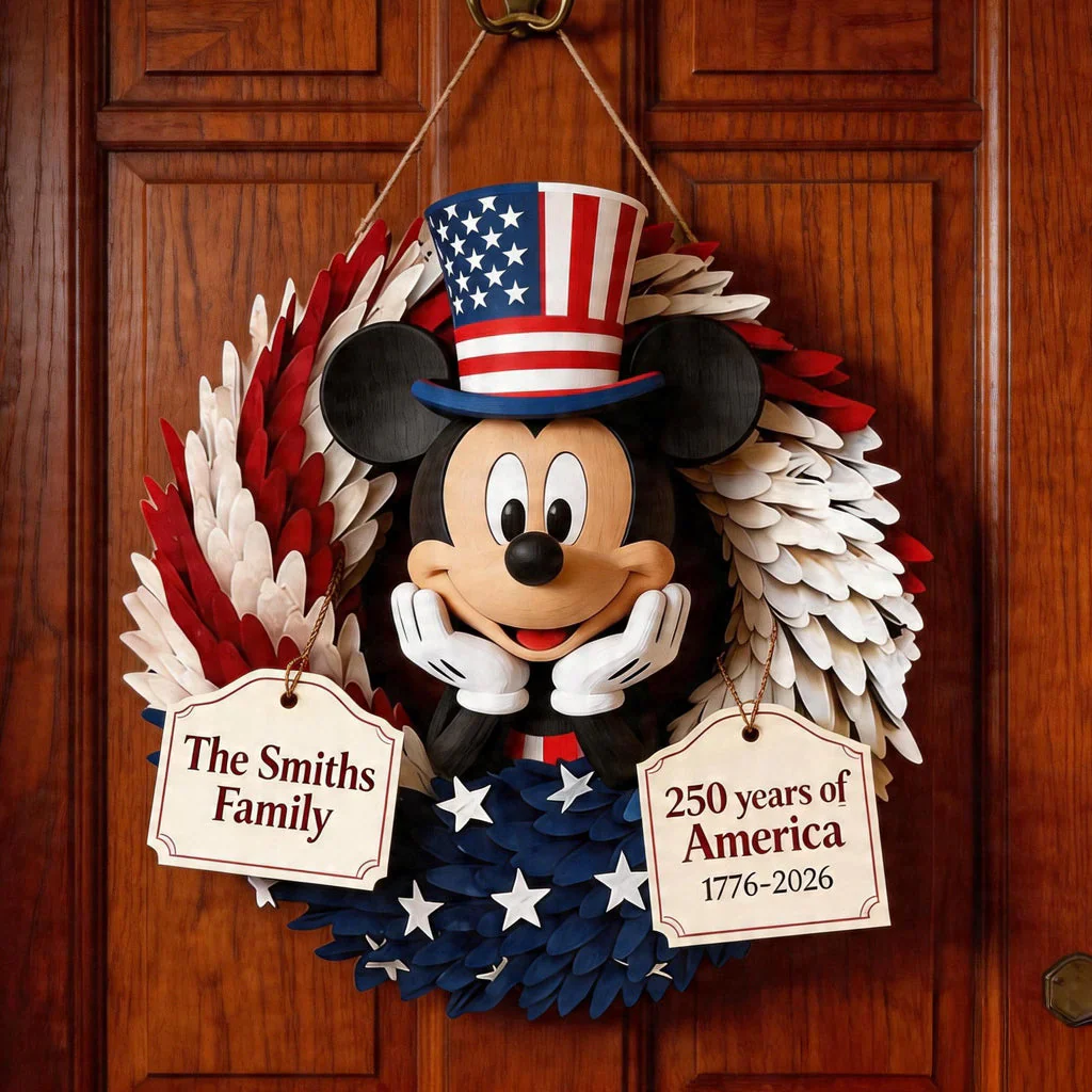MkMo Magic Mouse 250 Years Of America - Personalized Custom Shaped Wood Sign - Anniversary Gift For Patriots, Family NL122