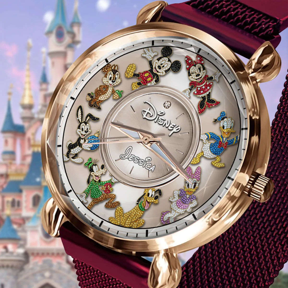 MkMo Magic Mouse Best Friends (Ver 1) - Personalized Women Hand Watch - Gift For Her, Movie Fans NL122