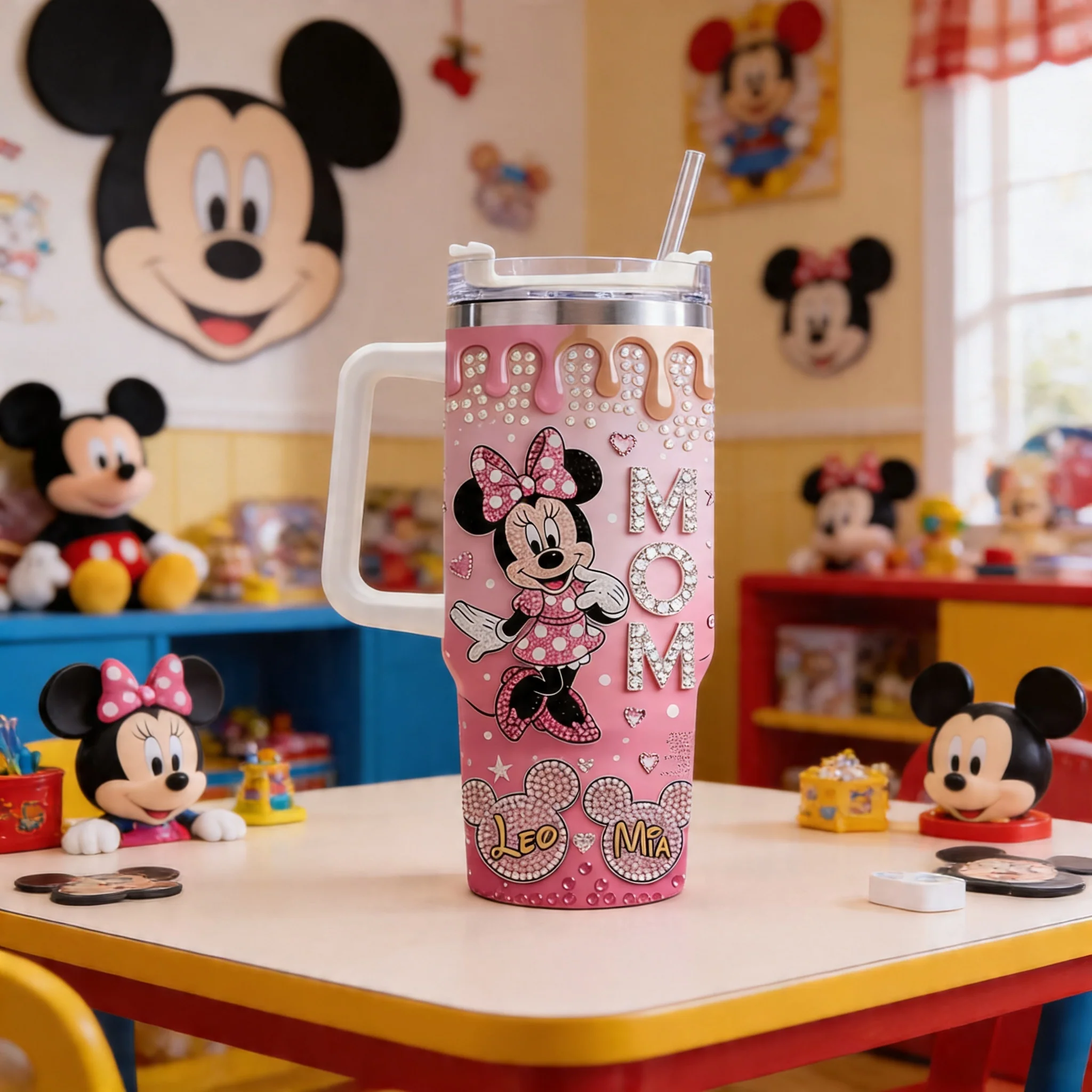 MkMo Magic Mouse Best Mom Ever - Personalized Tumbler With Handle - Gift For Mom, Movie Fans NL122 - Image 2
