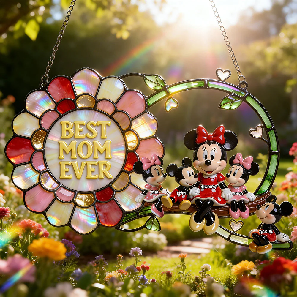 MkMo Magic Mouse Best Mom Ever - Personalized Window Hanging Suncatcher - Gift For Mom, Movie Fans NL122