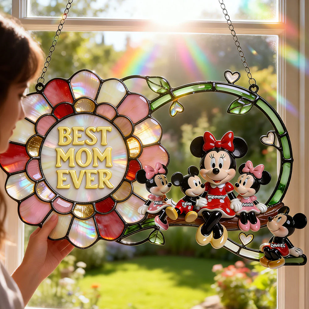 MkMo Magic Mouse Best Mom Ever - Personalized Window Hanging Suncatcher - Gift For Mom, Movie Fans NL122 - Image 2