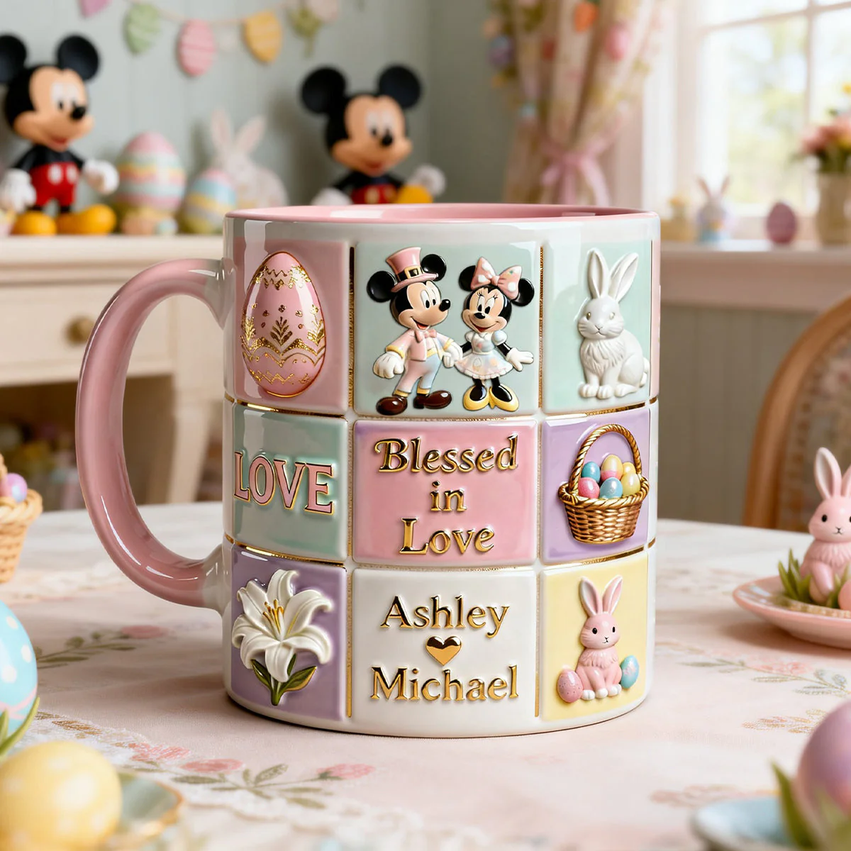 MkMo Magic Mouse Blessed In Love - Personalized Accent Mug - Gift For Couples, Easter Day NL122
