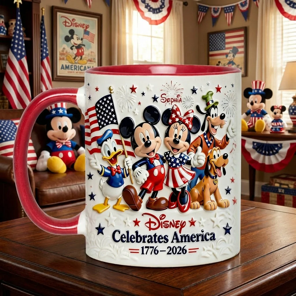 MkMo Magic Mouse Celebrate USA’s 250th Anniversary - Personalized Accent Mug HH01