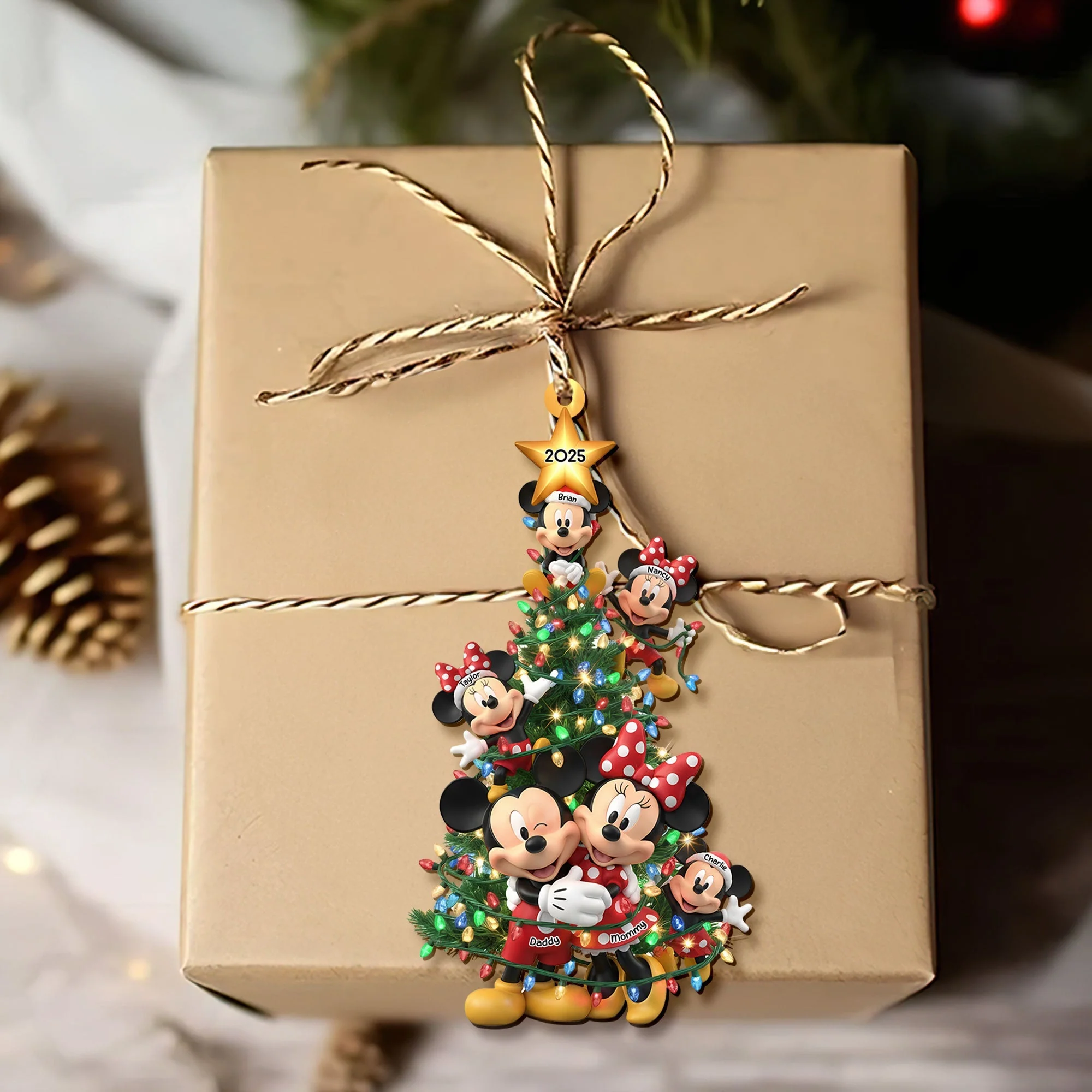 MkMo Magic Mouse Family Crhistmas Tree - Personalized Acrylic Ornament HH01 - Image 4