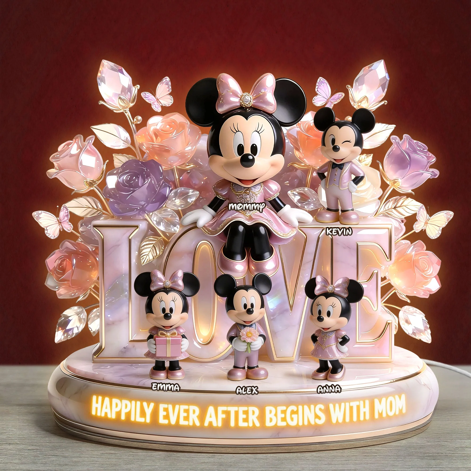 MkMo Magic Mouse Happily Ever After - Personalized Acrylic Light Box - Gift For Mom, Movie Fans NL122 - Image 2