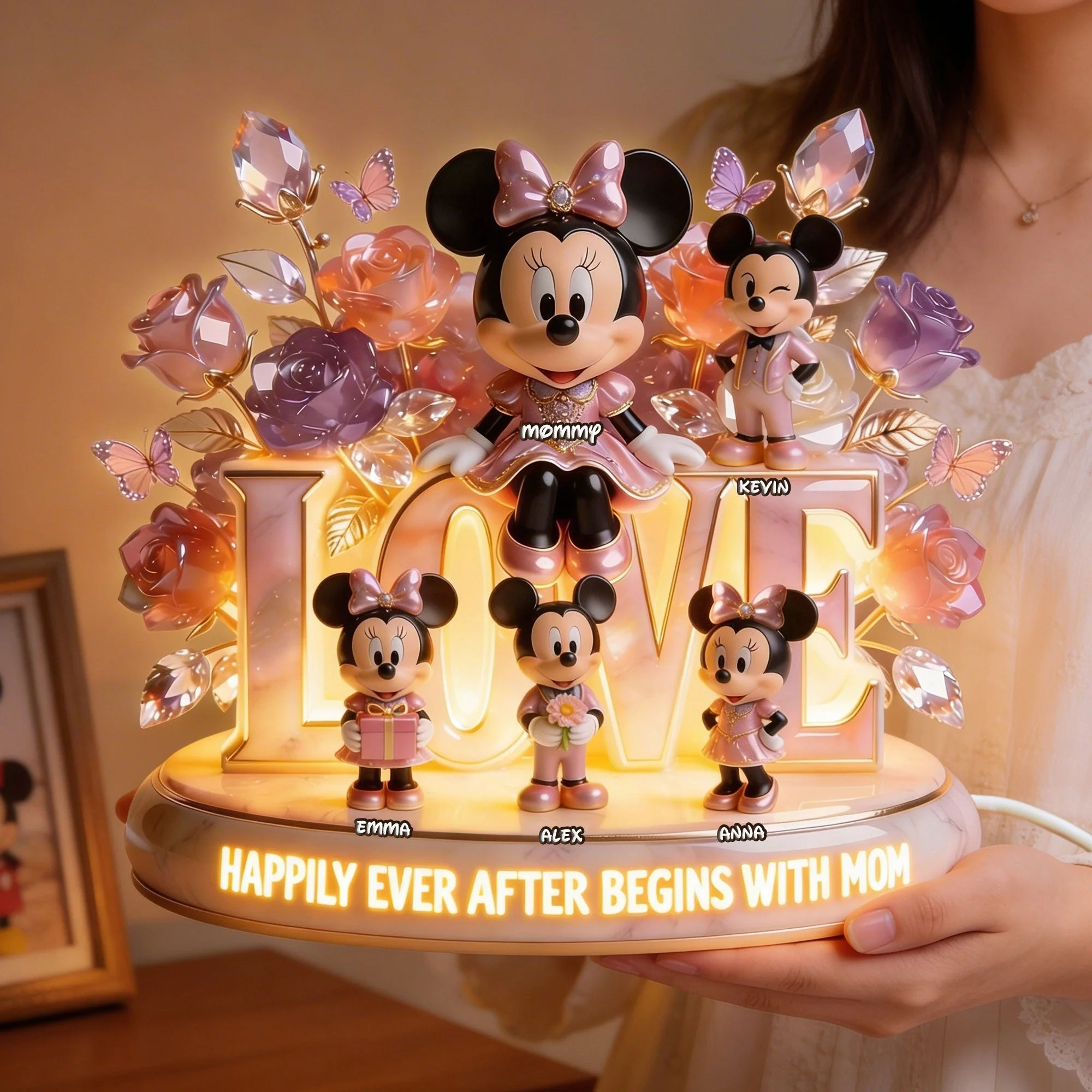 MkMo Magic Mouse Happily Ever After - Personalized Acrylic Light Box - Gift For Mom, Movie Fans NL122 - Image 3