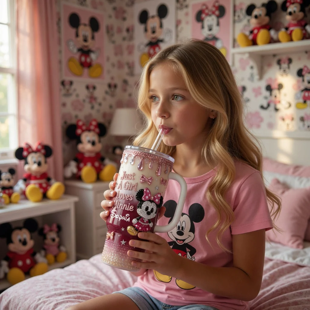 MkMo Magic Mouse Just A Girl Who Loves The Mouses - Personalized Tumbler With Handle - Gift For Her, Fan Movies HH01 - Image 3