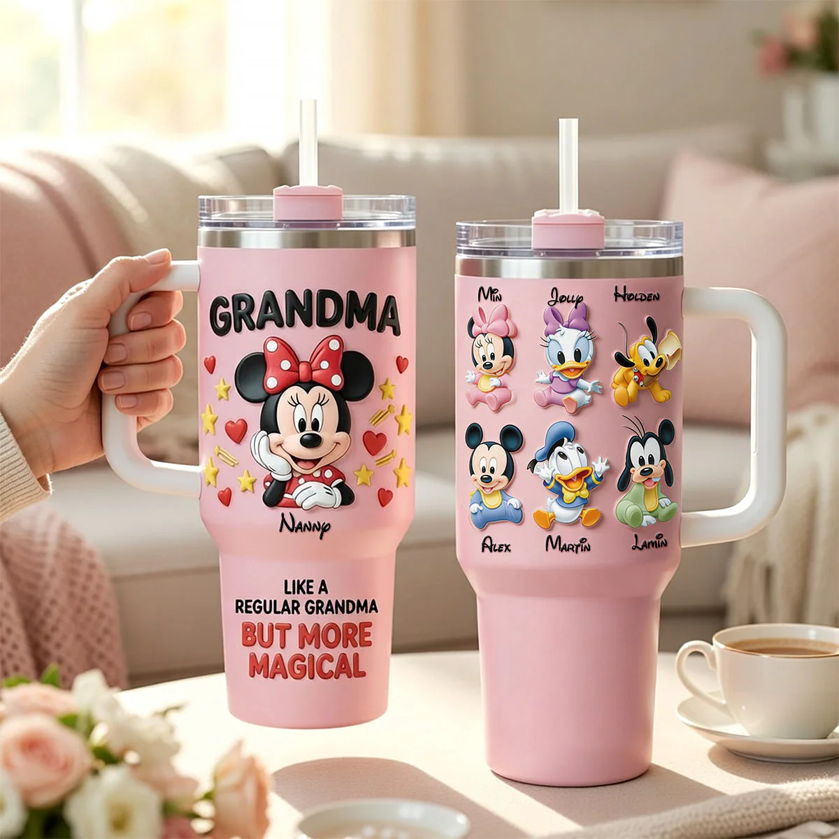 MkMo Magic Mouse Like A Regular Mama But More Magical - Personalized Tumbler Cup With Handle - Gift For Mom NL122 - Image 2
