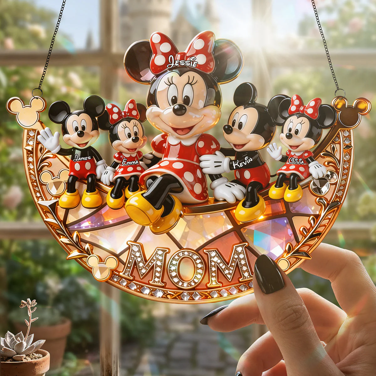 MkMo Magic Mouse Love Mom - Personalized Window Hanging Suncatcher - Gift For Mom, Movie Fans NL122 - Image 2