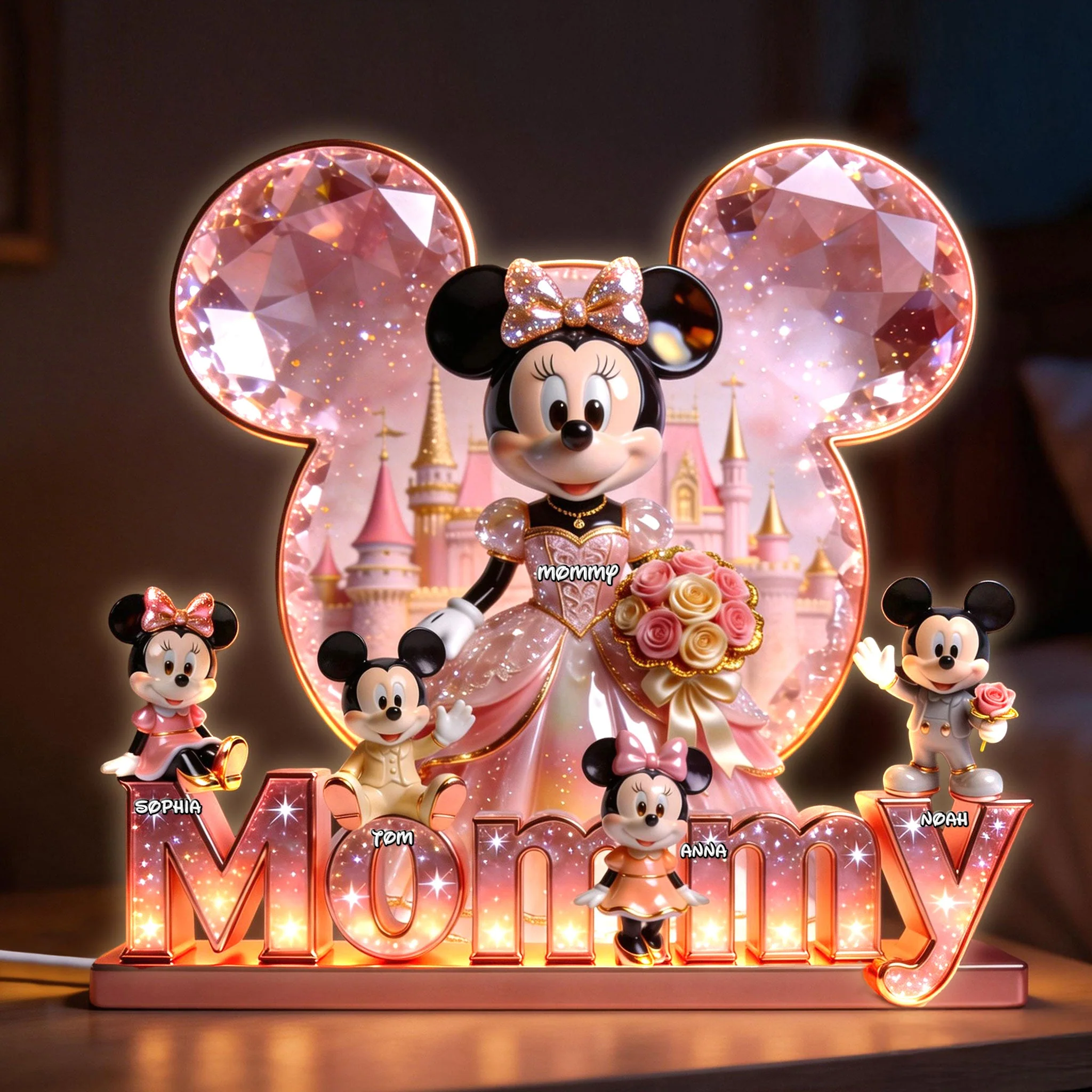 MkMo Magic Mouse Love Mommy - Personalized Acrylic Light Box - Gift For Mom, Movie Fans NL122