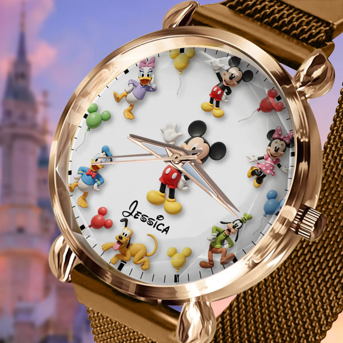 MkMo Magic Mouse Magical Moments - Personailzed Women Hand Watch - Gift For Her, Movie Fans NL122