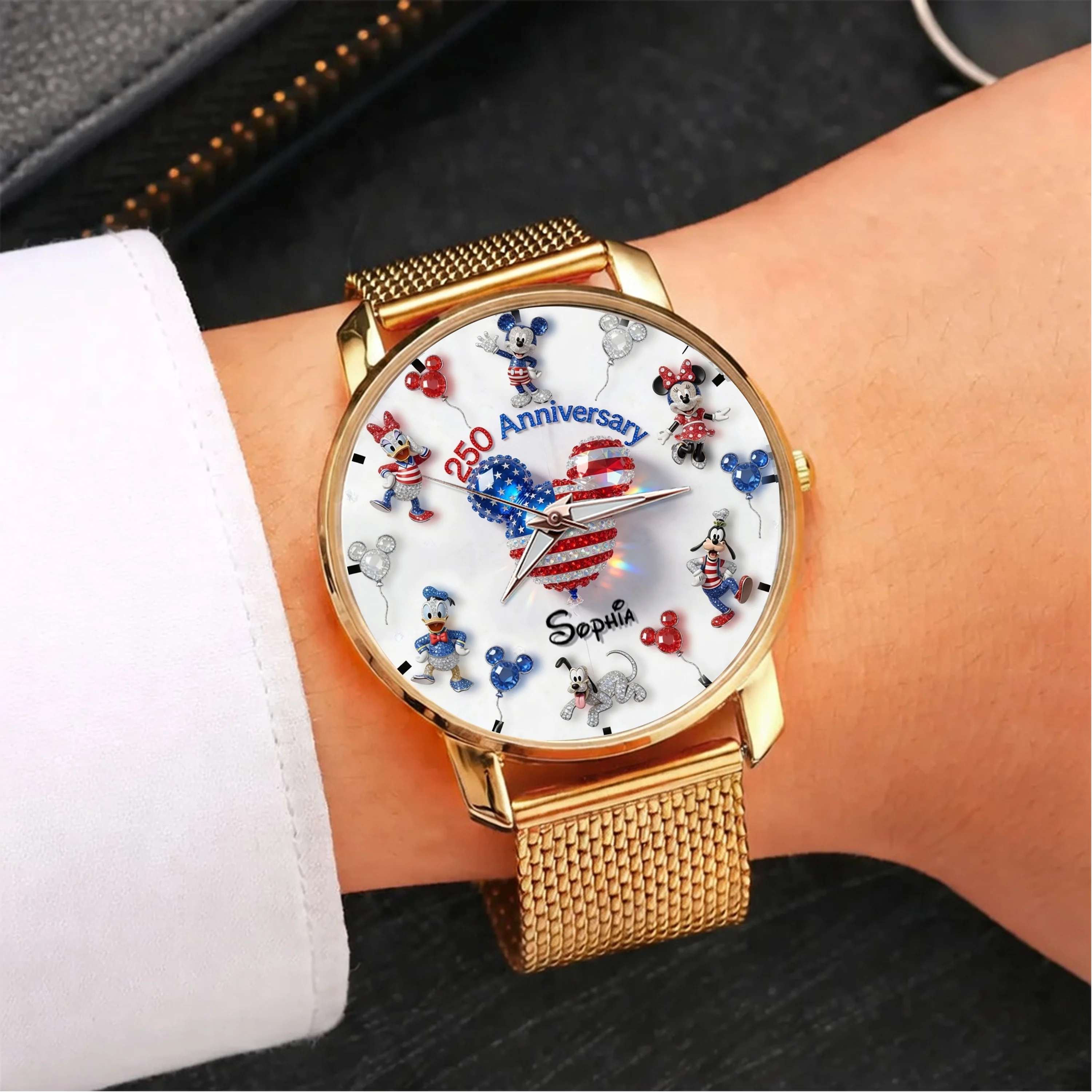 MkMo Magic Mouse With Friends Celebrate 250 Years Of America - Personalized Hand Watch - Gift For Fan Movies HH01 - Image 2