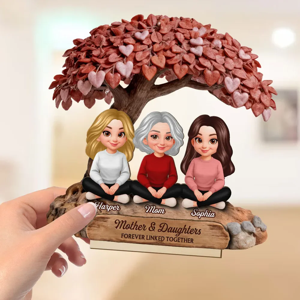 Mom And Daughter Son Under Heart Tree - Personalized Wooden Plaque - Gift For Mom, Grandma | GR25 HN02 - Image 6