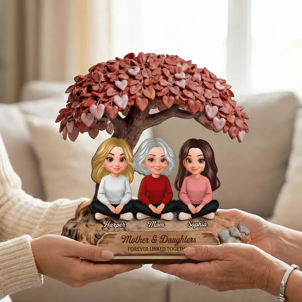 Mom And Daughter Son Under Heart Tree - Personalized Wooden Plaque - Gift For Mom, Grandma | GR25 HN02 - Image 8