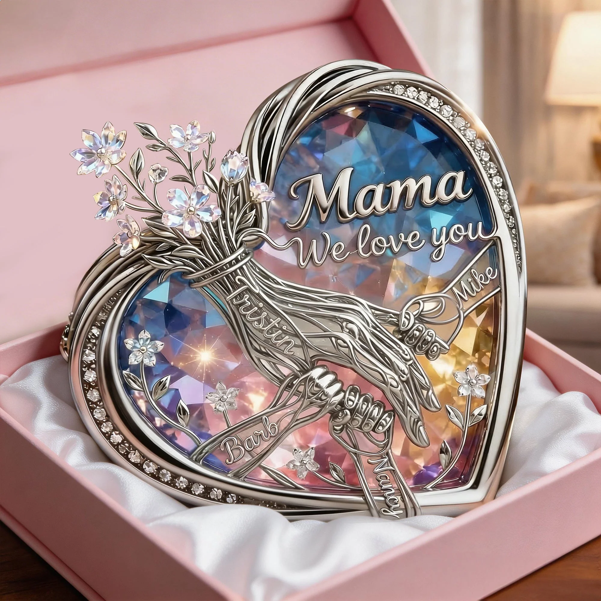 Mom & Children Holding Hands Love -  Personalized Acrylic Plaque - Gifts For Mom, Grandma VD01 - Image 4