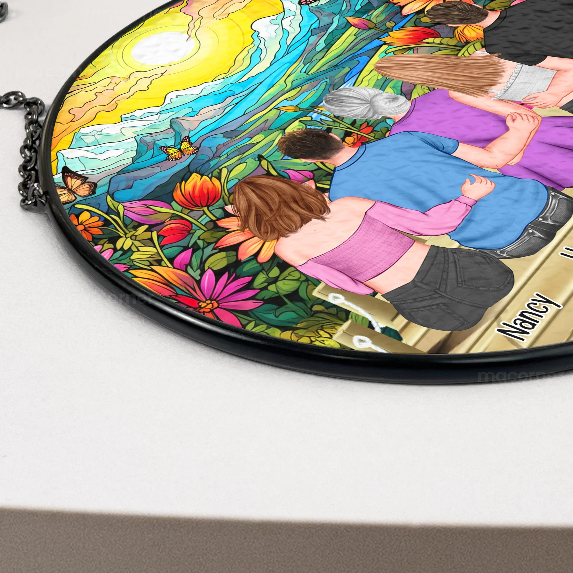 Mom & Daughters, Sons - Personalized Stained Glass Window Hanging Suncatcher - Gift For Mom, Grandma, Mother's Day | GR24 NA94 - Image 2