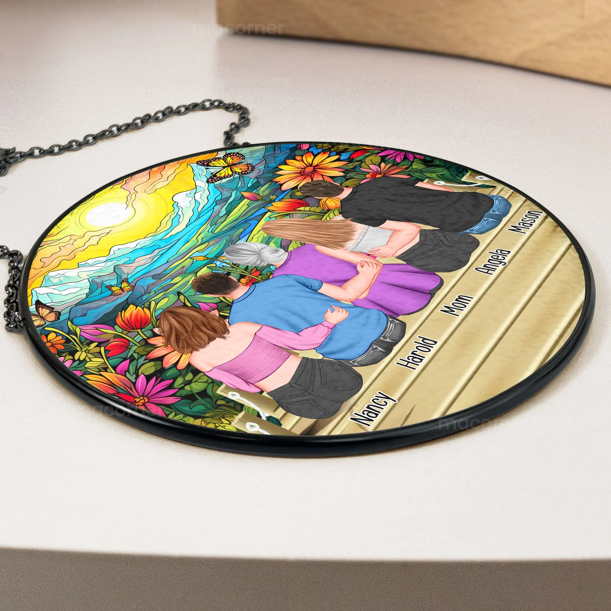 Mom & Daughters, Sons - Personalized Stained Glass Window Hanging Suncatcher - Gift For Mom, Grandma, Mother's Day | GR24 NA94 - Image 3