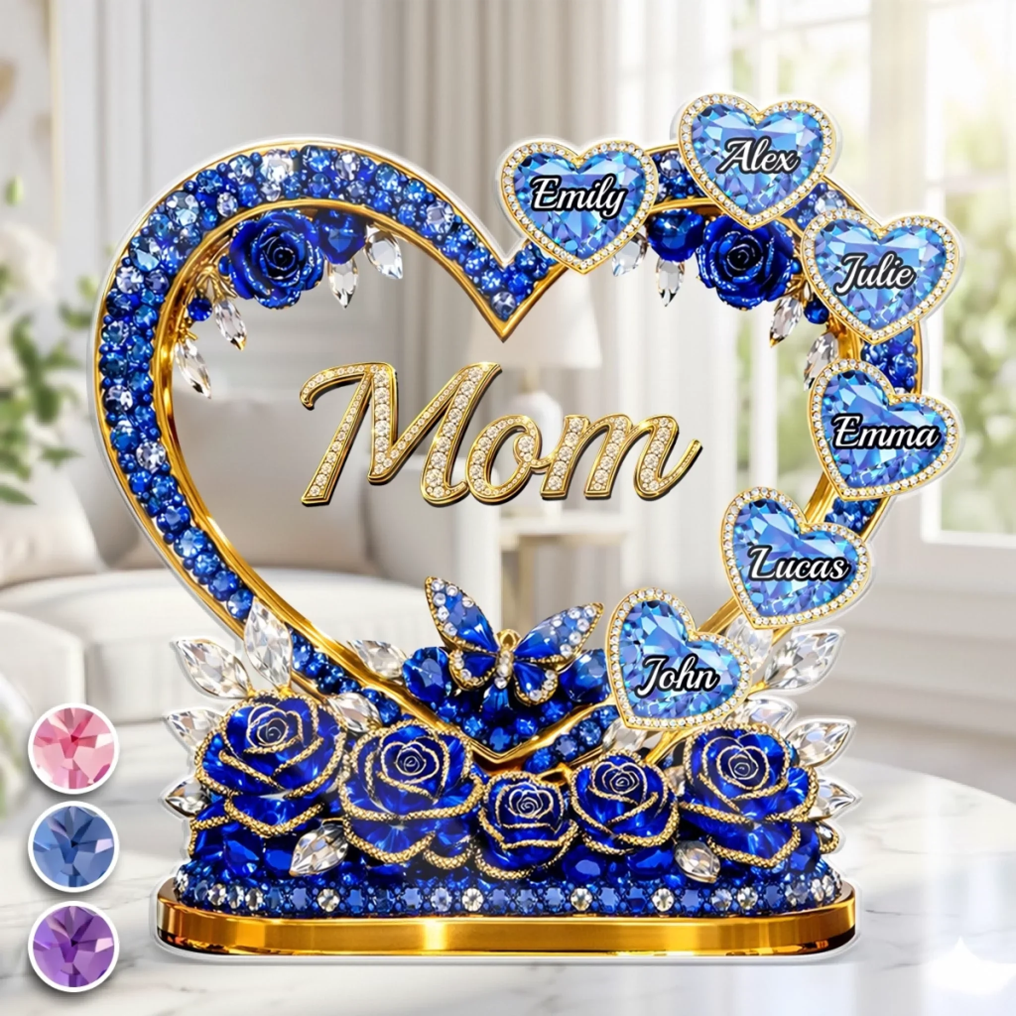 Mom Heart Full Of Care - Personalized Shape Acrylic Plaque - Gift For Mom, Grandma HN02