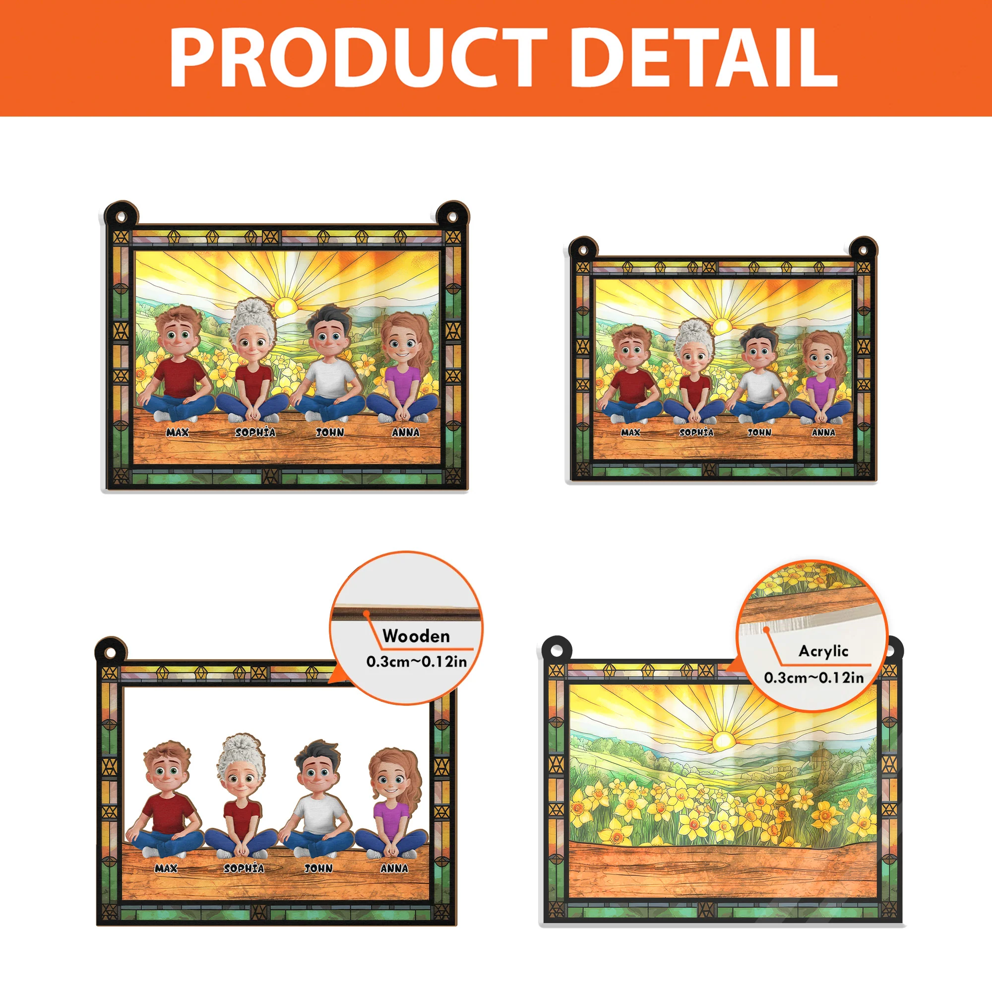 Mom Sitting With Children In The Garden - Personalized Window Hanging Window Hanging Suncatcher Ornament - GIft For Mom, Mother's Day | GR25 NA94 - Image 4