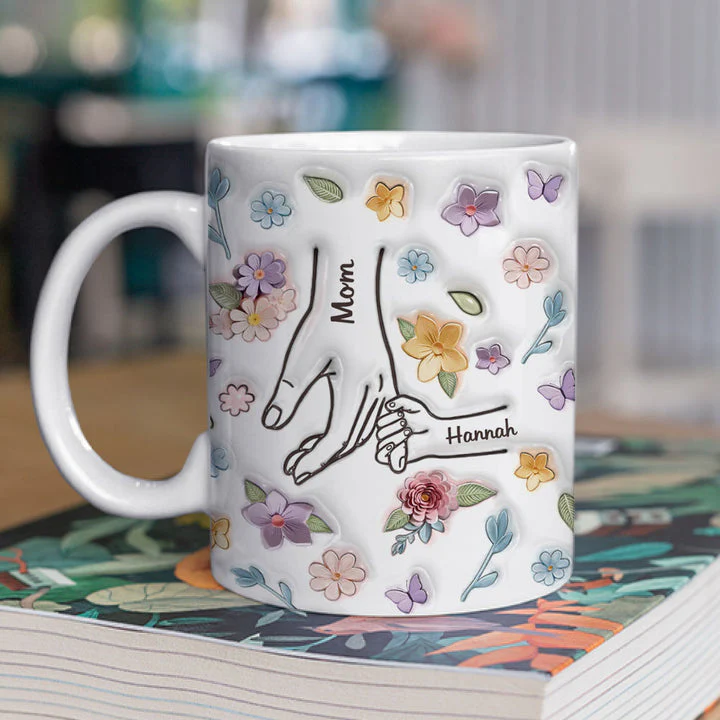 Mom You Hold My Hand Also My Heart  - Personalized 3D Inflated Effect Ceramic Mug - Gift For Mom, Grandma, Mothers Day | NA94 - Image 2
