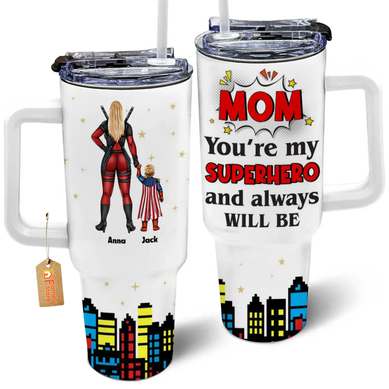 Mom, You're My Super Hero And Always Will Be - Gift For Mom, Wife, Mother  - Personalized 40oz Tumbler Cup With Straw - CL02 NA94 - Image 4